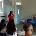 Doutoranda em Estúdios da Mídia, Alice Andrade apresentou dados do projeto de extensão Fotec durante o CBEU